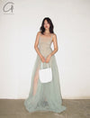 SWAYING/KNIT fishtail patchwork suspender dress SW24SS2L33 light green